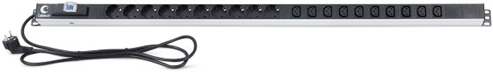 Блок розеток 19", 10 розеток Cabeus PDU-16-10S-10C13-B