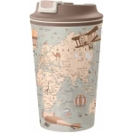 ТЕРМОСТАКАН С КЛАПАНОМ И ДЕКОРОМ КАРТА 350МЛ (Светло-бежевый)