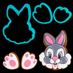 Вырубка пластиковая "Кролик с лапками" набор 3 шт