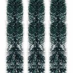 Мишура КОМПЛЕКТ 3 штуки, диаметр 100 мм, длина 2 м, зеленая с белыми кончиками, 592217