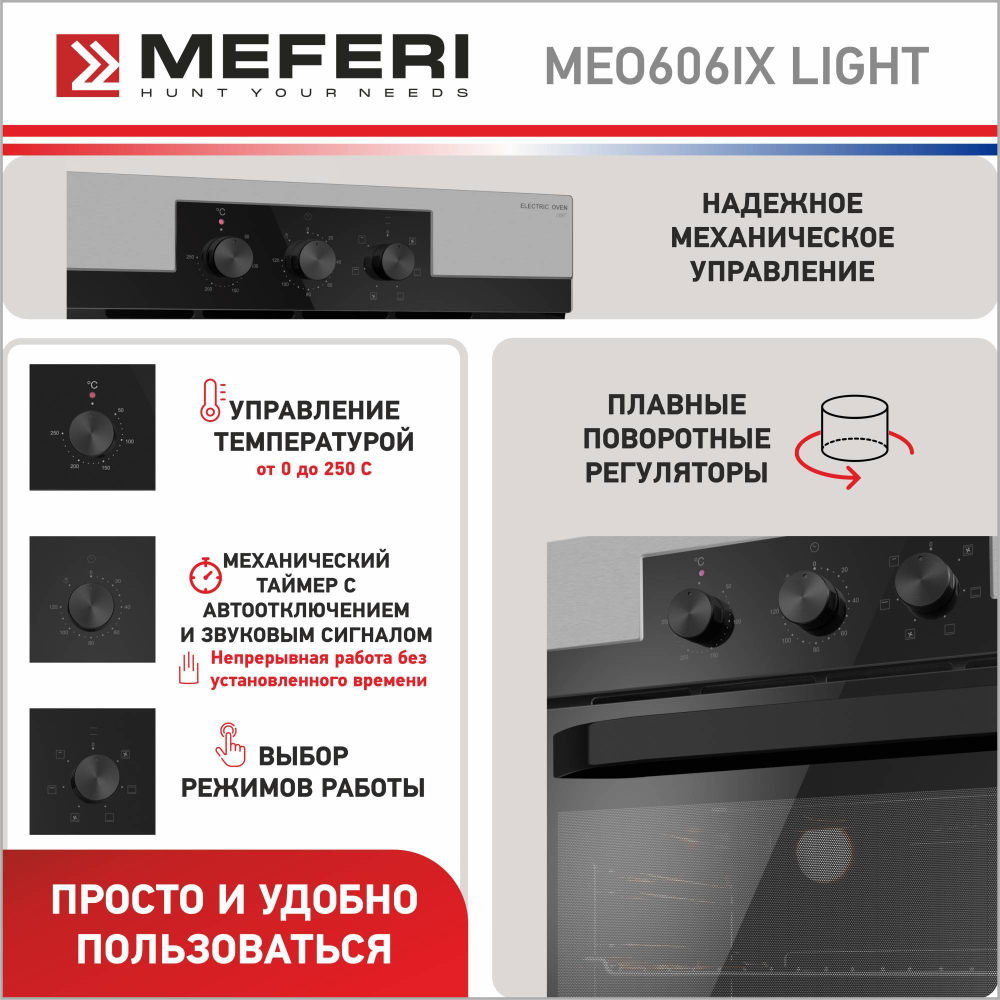 Электрический духовой шкаф Meferi MEO606IX LIGHT фото 2