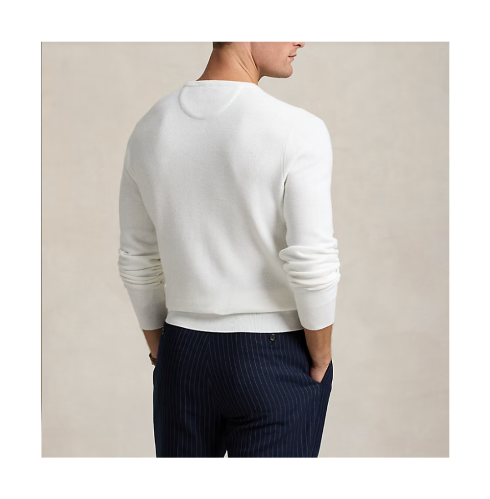Фактурный хлопковый свитер с круглым вырезом Polo Ralph Lauren
