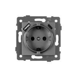 Механизм розетки с USB зарядкой SCT-MUAC-PL-GR-V (250V, 16A) (Arlight, -) 049831