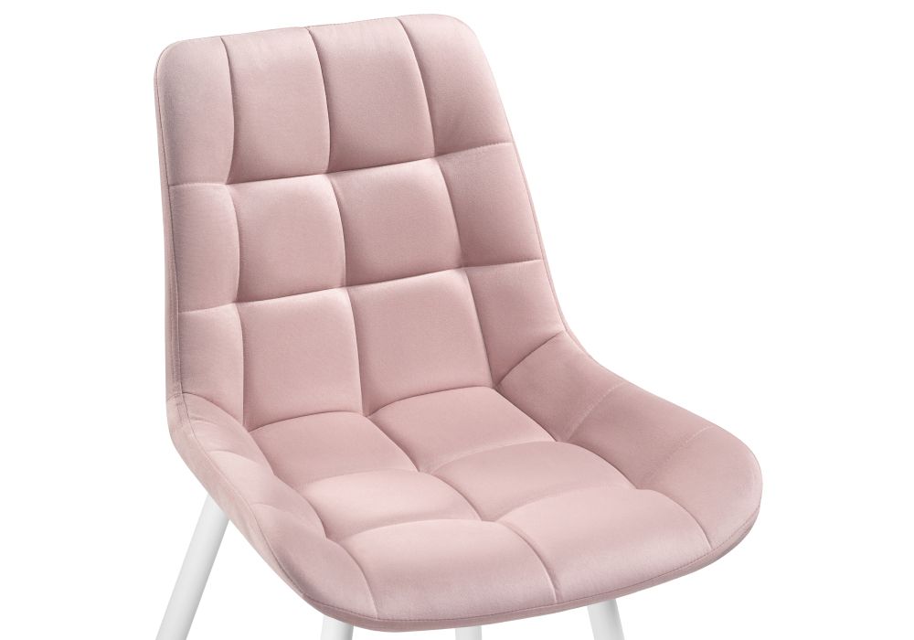 Стул на металлокаркасе Челси велюр розовый / белый