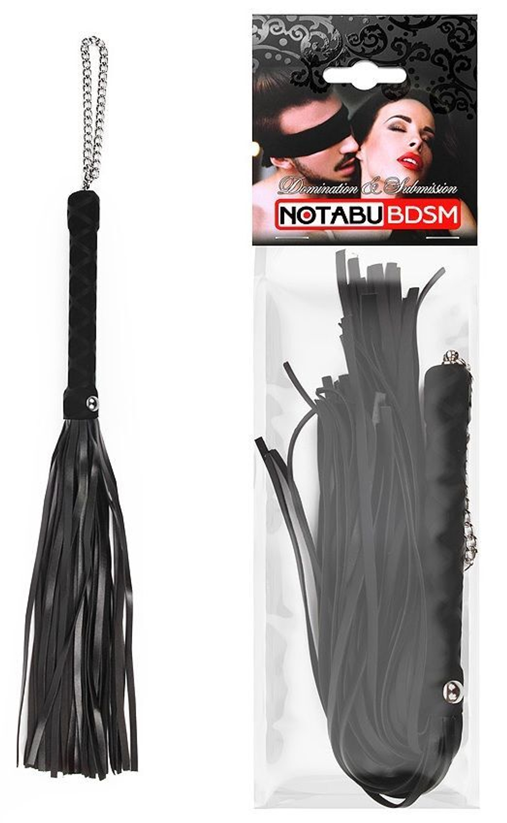 Черная многохвостая плеть-флоггер - 40 см. (Цвет: черный)