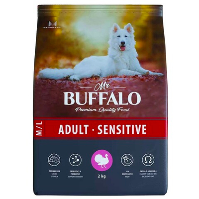 Mr.Buffalo корм для собак средних и крупных пород с чувствительным пищеварением с индейкой (Adult Sensitive M/L Turkey)
