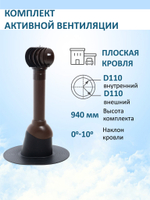 Комплект активной вентиляции: Турбодефлектор TD110, вент.выход 110 не утепленный, для плоской кровли