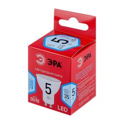 Лампа светодиодная ЭРА RED LINE LED MR16-5W-840-GU10 R GU10 5 Вт софит нейтральный белый свет | Лампы cветодиодные Точечные (Софиты) (MR, PAR)