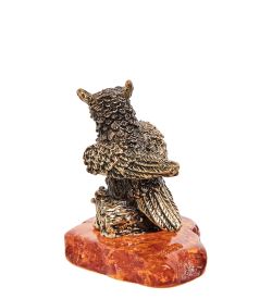 Народные промыслы AM-1253 Фигурка «Филин на пне» (латунь, янтарь)