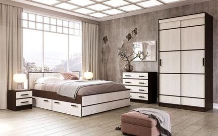 Спальня 2 Лотос ЛДСП венге/дуб белфорд / ЛДСП дуб белфорд