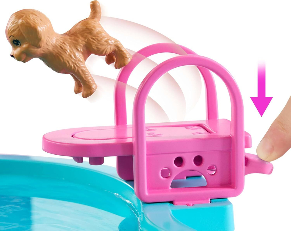Игровой набор бассейн с 6 игровыми зонами Barbie Basen, JKG83