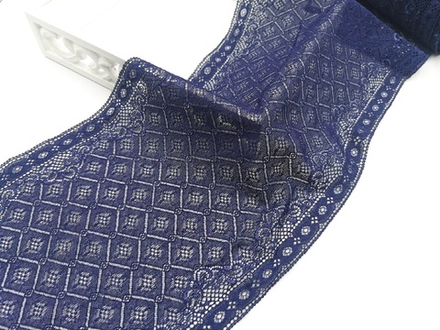 Эластичное кружево, 21см, темно-синее, (Артикул: EK-1017P), м