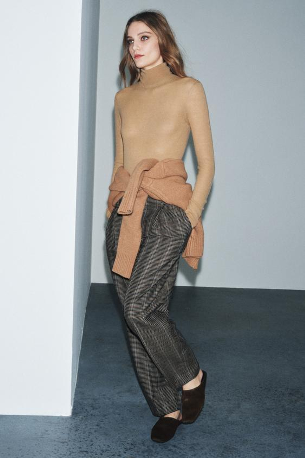 ZARA БРЮКИ В КЛЕТКУ — ZW COLLECTION, КОРИЧНЕВЫЙ