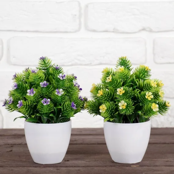 Бонсай в горшочке "Пушистый цветочный куст" 8*16 см, микс