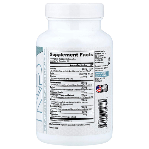 NutraBio, волосы, кожа и ногти, 90 капсул