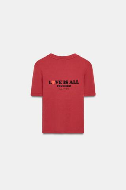 ZARA ФУТБОЛКА С НАДПИСЬЮ, КРАСНЫЙ