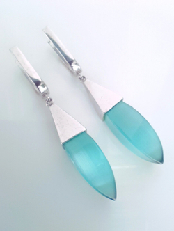 Серьги "Эстерелла", серебро 925 пробы, родированные, с кварцем/Ф