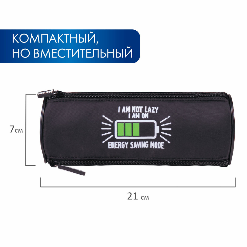 Пенал BRAUBERG 3 отделения нейлон 21х7х7 см "Battery" (2 штуки в упаковке)