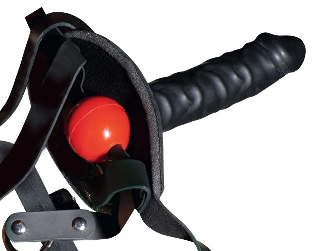 Кляп с фаллоимитатором (Цвет: черный с красным)