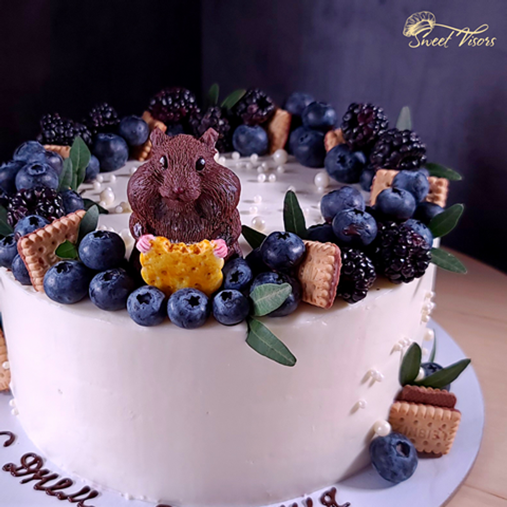 Торт на день рождения с хомяком кондитерская Sweet Visors сладкие козырьки Светланы Дегтеревой