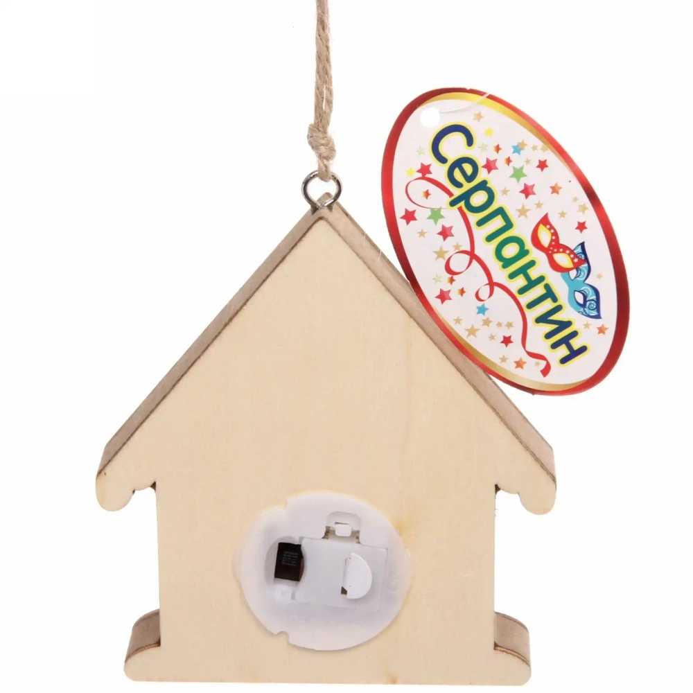 Украшение новогоднее подвесное с подсветкой «Снеговички в домике» 10 см