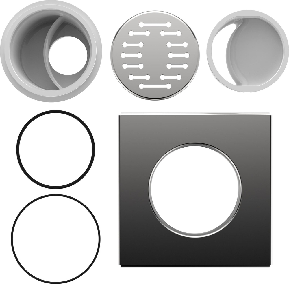 AQUANT ТРАП КВАД 150Х150ММ С ГЛЯН НЕРЖ.РЕШ, ГОРИЗ 50 ММ (ST2215-21-MR)