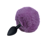 Черная анальная пробка с сиреневым хвостиком зайки (Цвет: сиреневый)