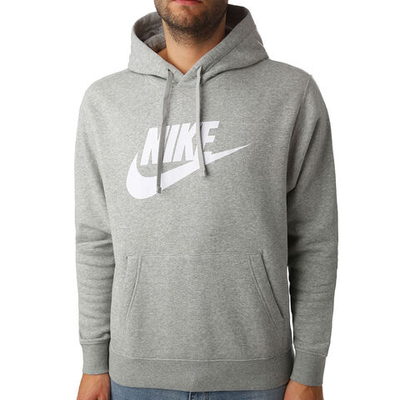 Мужская кофта теннисная Nike Sportswear Club Fleece Hoody Men - Lightgrey, White