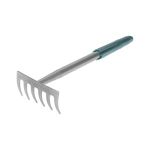 Грабли 6 прямых зубьев с цельнометаллической ручкой, покрытой пластиком ЧЕТЫРЕ СЕЗОНА