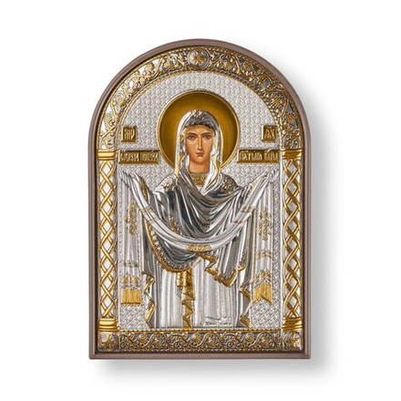 Покрова БМ, икона арочная, пластик коричневый 80х115