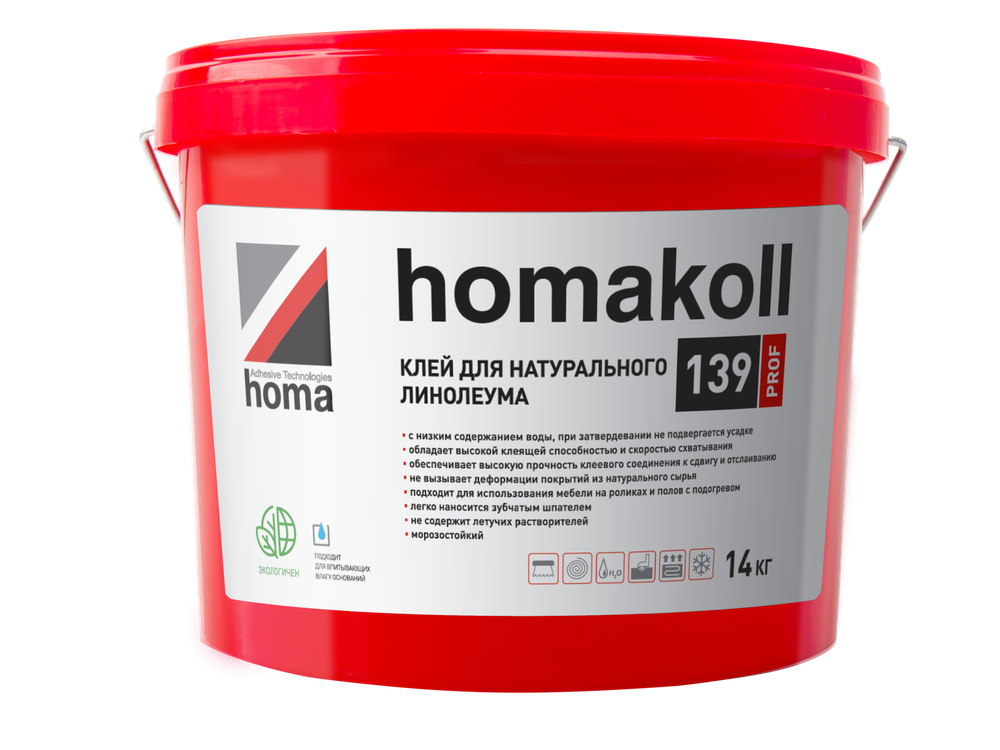 Клей для натурального линолеума водно-дисперсионный Homakoll 139 Prof 14 кг