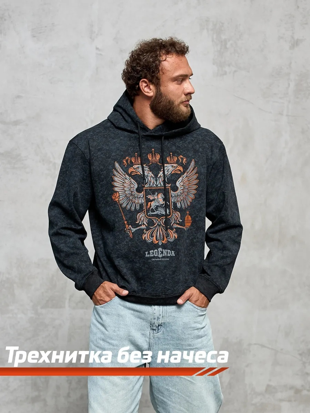 Толстовка демисезонная мужская Legenda Герб черная