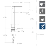 Смеситель для раковины чаши KUATRO NK 4910