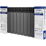 Радиатор биметаллический STOUT TITAN VENTIL 500 - 12 секций (подключение нижнее правое, цвет графит RAL 7024)