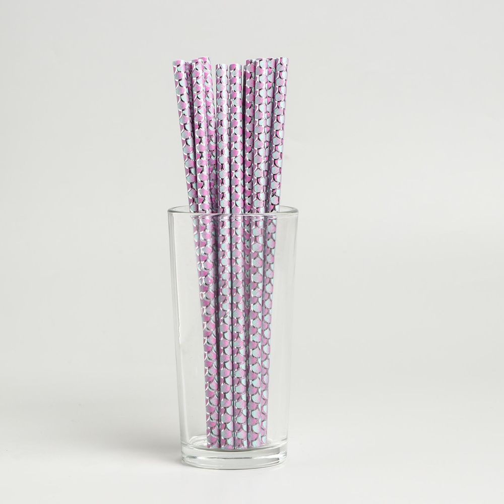 Трубочки для коктейля Узор, 12 шт., цвет фиолетовый