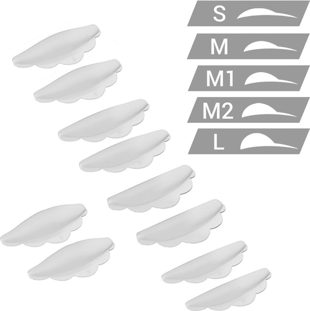 Валики силиконовые BeautyPro набор 5 пар S, M, M1, M2, L