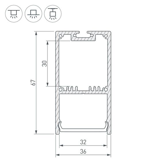Профиль с рассеивателем Arlight SL-Line-3667-2500 Anod+Opal 036303