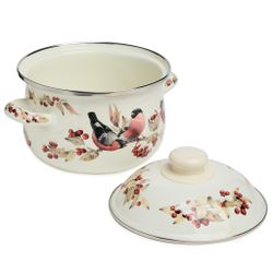 КАСТРЮЛЯ AGNESS ЭМАЛИРОВАННАЯ С ЭМАЛ.КРЫШКОЙ СЕРИЯ "СНЕГИРИ", 2.0 Л, 18*11 СМ