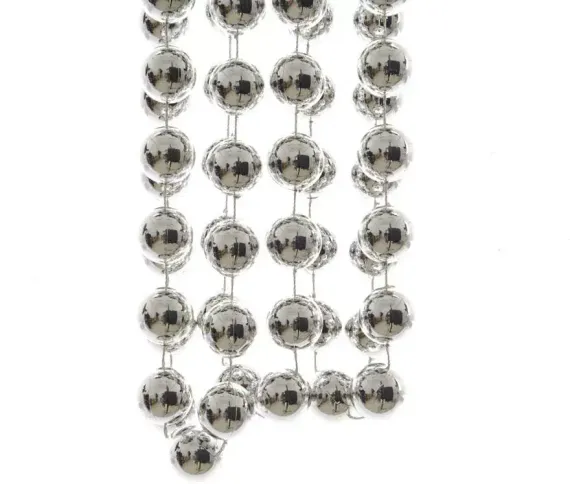 Бусы пластиковые Гигант 20 мм*270 см., серебро, Kaemingk (001852)