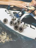 Пуговицы Шан.№5 с черной эмалью в серебре