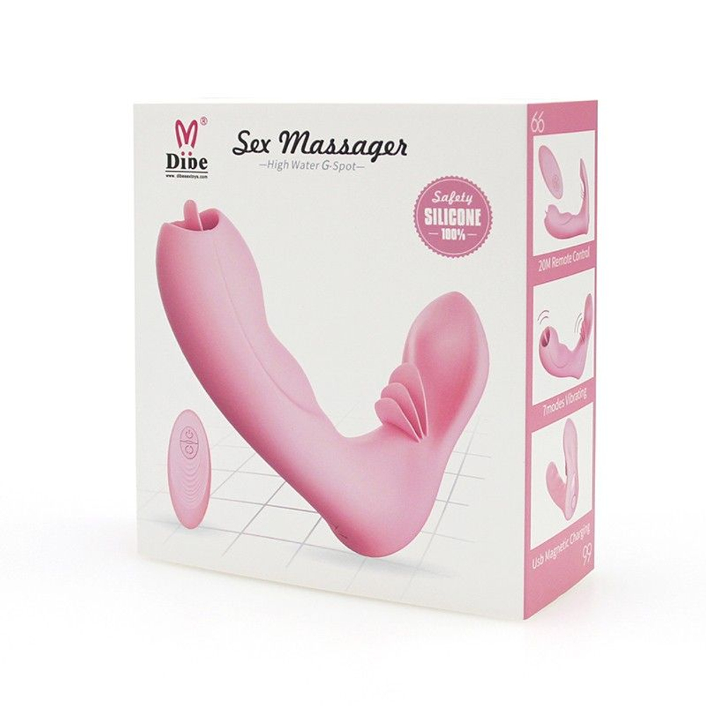 Розовый вибромассажер SEX MASSAGER с пультом ДУ (Цвет: розовый)