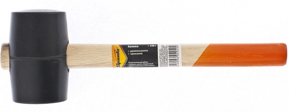 111605 Киянка резиновая, 910 г, черная резина, деревянная рукоятка Sparta