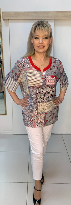 Блузон-рубашка с красной отделкой