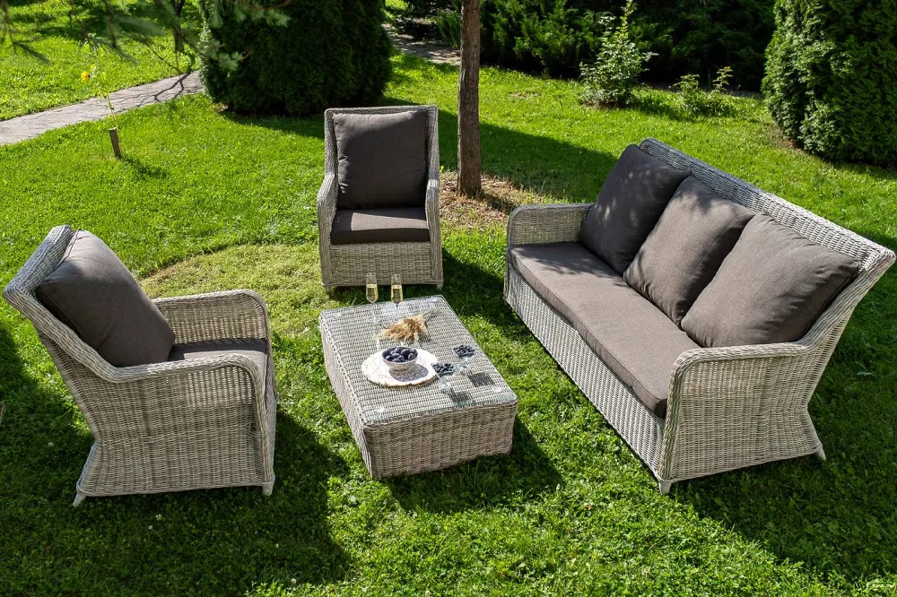 "Гляссе" лаунж-зона из искусственного ротанга, цвет бежевый