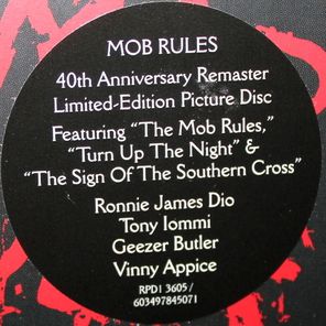 Black Sabbath / Mob Rules (Picture Disc)(LP)