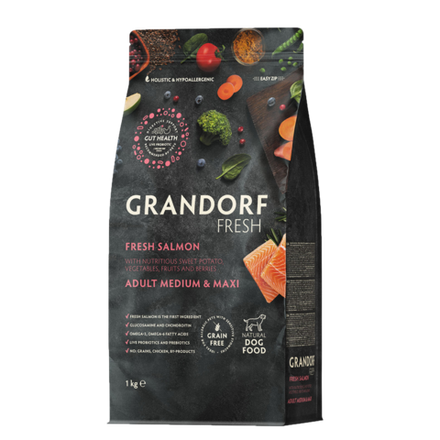 GRANDORF FRESH Salmon & Potato Medium&Maxi - лосось & батат для средних, крупных собак от 1 года
