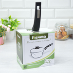 Ковш 1,2л Гранит black с несъемной ручкой и стеклянной крышкой