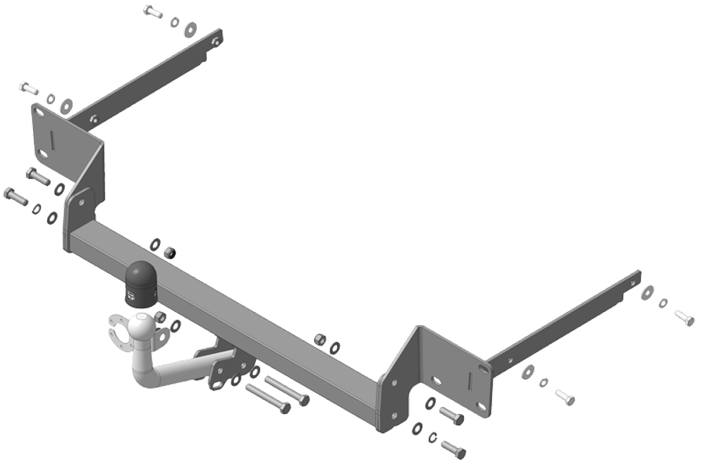 Фаркоп оцинкованный Galia F105A для Ford Galaxy 1995-2000, SEAT Alhambra 1996-2000, Volkswagen Sharan 1995-2000(паспорт и сертификат в комплекте)(без электрики)