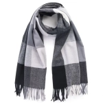 Палантин - шарф «ZIMA», принт в клетку, цвет черный/серый, 180*70см (230гр)