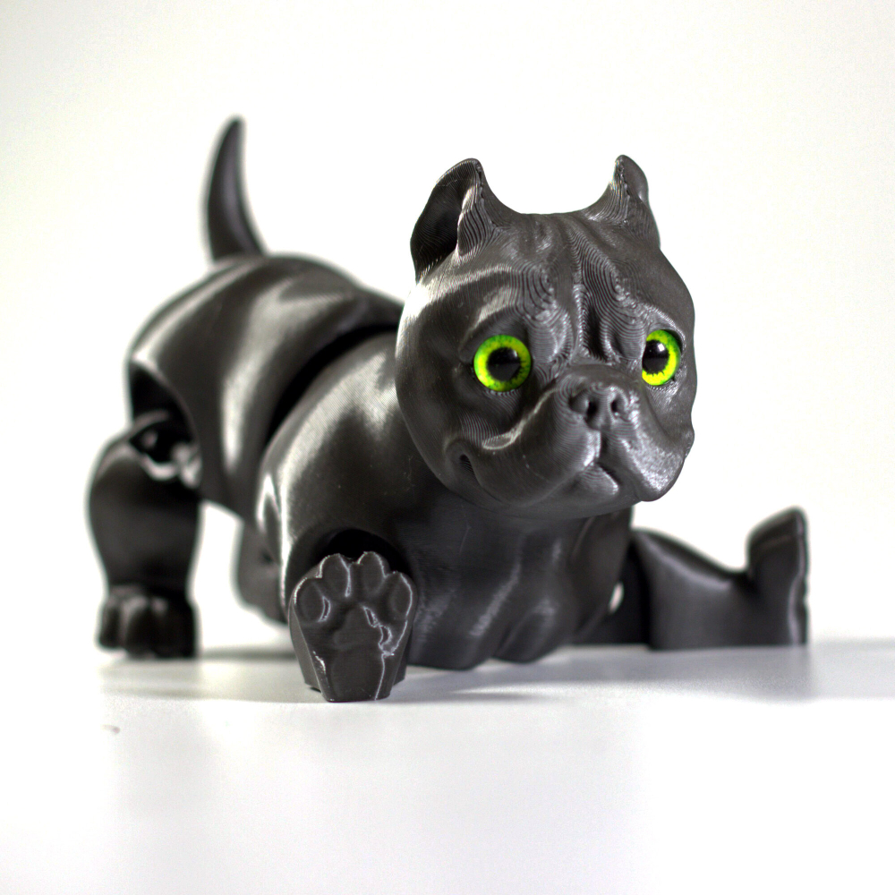 Подвижный американский бульдог, игрушка антистресс, серый